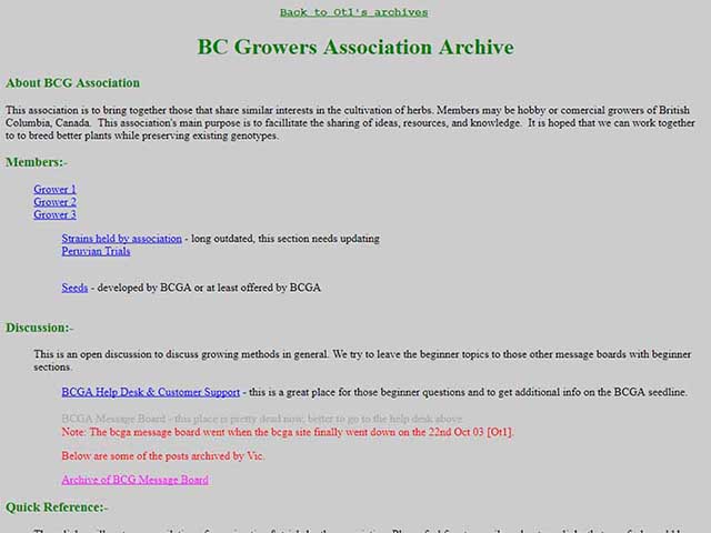 screenshot photo of BCGA web forum